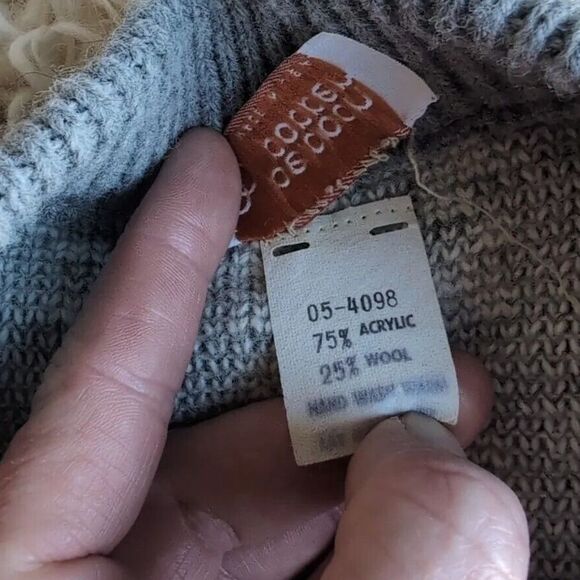 Vintage Beldoch Popper Sweater Womens Medium Gray White Rose Print Long Sleeve - Picture 6 of 9